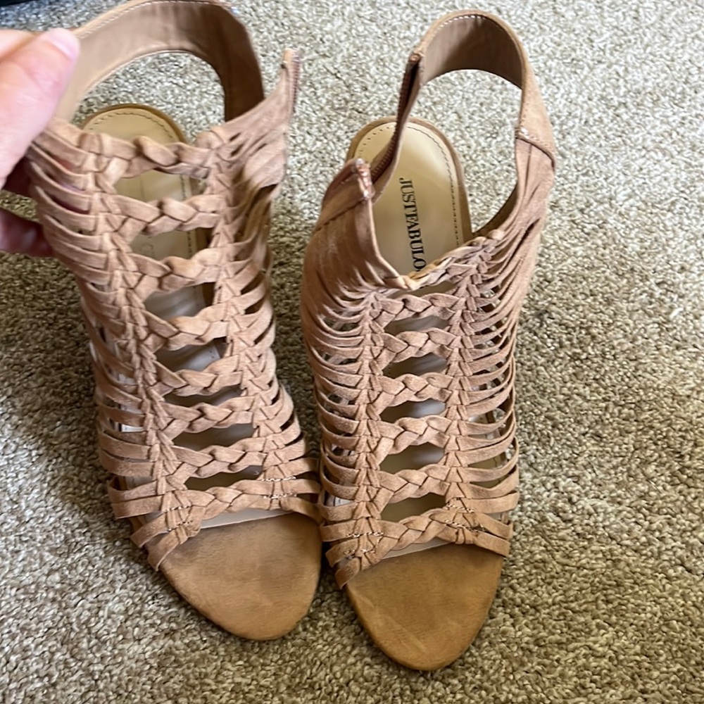 Tan wedge heels with cute straps design
